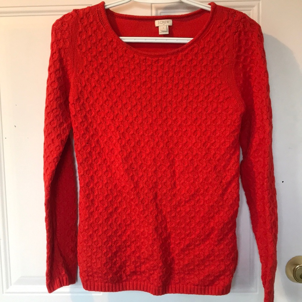 J Crew red knit sweater